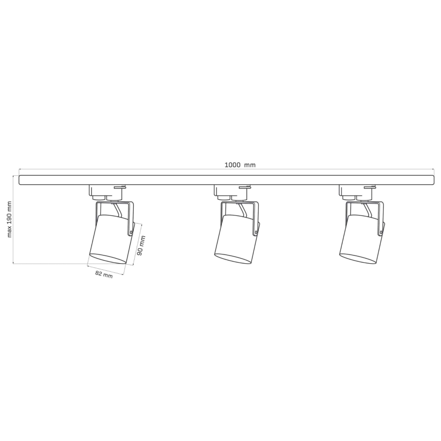 Spot pour système de rail MINOR 3xGU10/10W/230V + 1 m rail système blanc