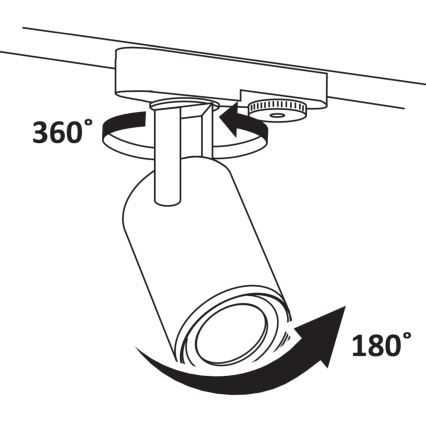 Spot pour système de rail MINOR 3xGU10/10W/230V + 1 m rail système noir