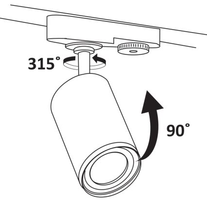 Spot pour système de rail PARIS 3xGU10/10W/230V + 1 m rail système noir