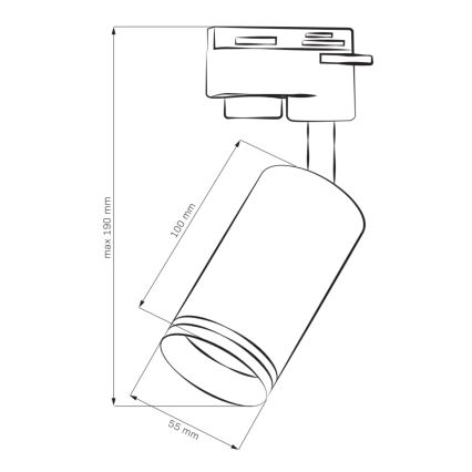 Spot pour système de rail PARIS 3xGU10/10W/230V + 1 m rail système noir