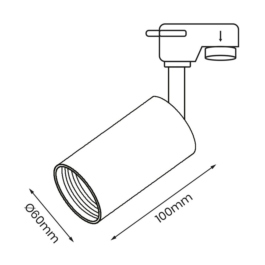 Spot pour système de rail PIPE 1xGU10/25W/230V noir
