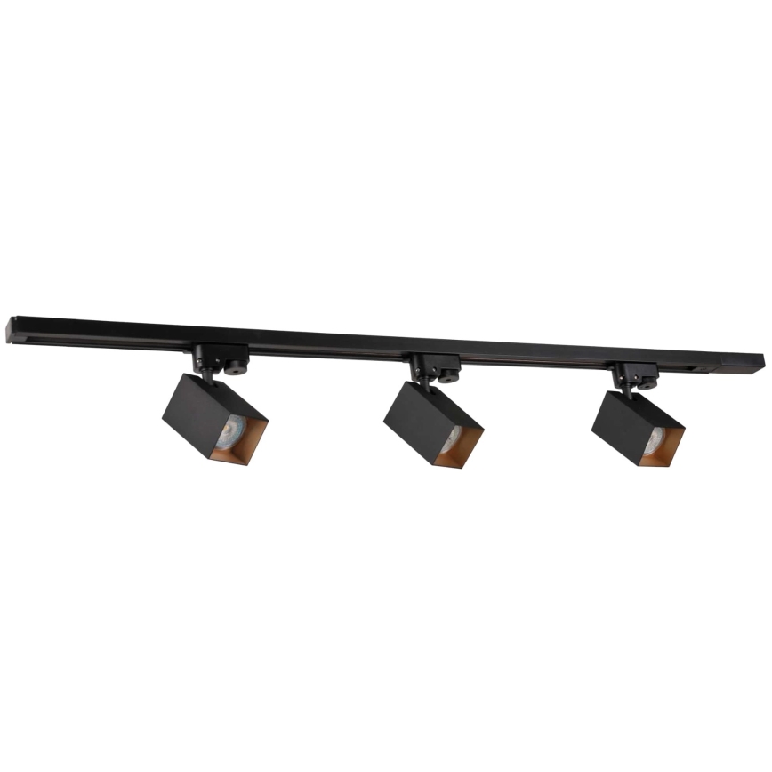 Spot pour système de rail SQUARE 3xGU10/10W/230V + 1 m rail système noir