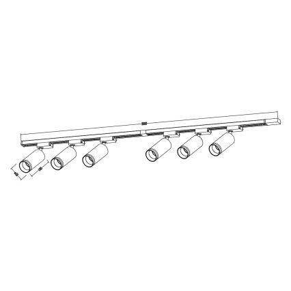 Spot pour système sur rail PIPE 6xGU10/10W/230V blanc