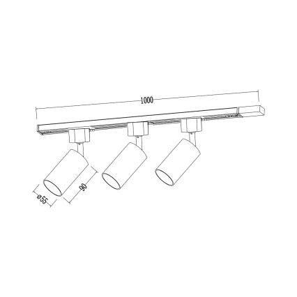 Spot pour système sur rail TIGER 3xGU10/10W/230V noir