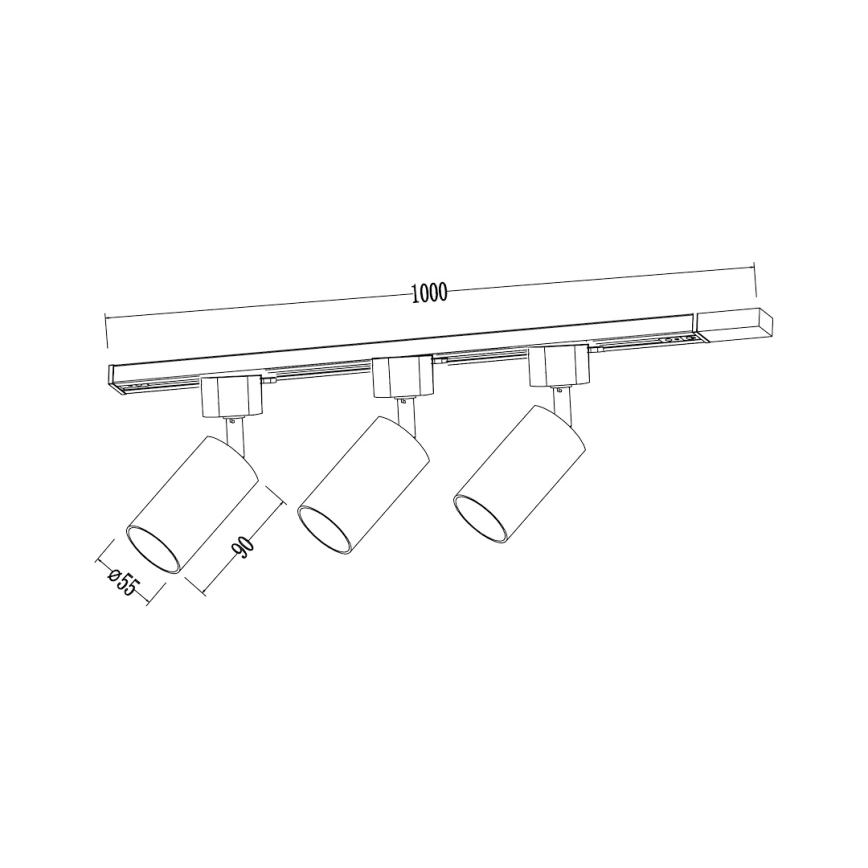 Spot pour système sur rail TIGER 3xGU10/10W/230V noir