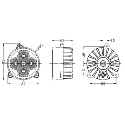 Spot pour tracteurs BLACK LED/20W/10-30V IP69 5700K arrondi
