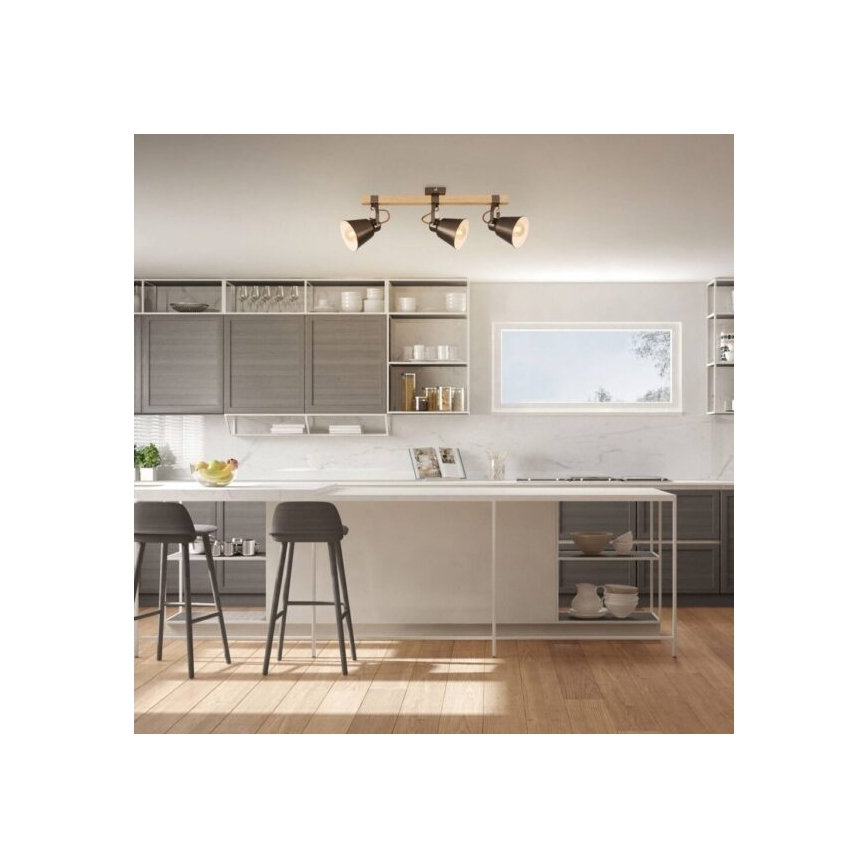 Spot RETRO 3xE27/40W/230V marron