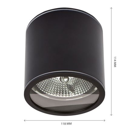 Spot salle de bain CHLOE AR111 1xGU10/15W/230V IP44 arrondi noir
