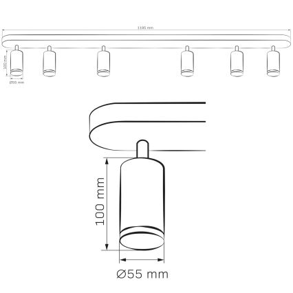 Spot salle de bain TURYN 6xGU10/10W/230V IP44 blanc