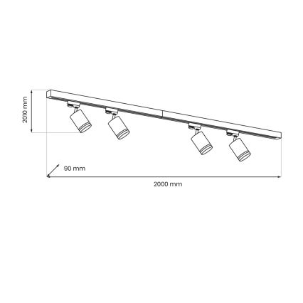 Spot sur rail PIPE 4xGU10/10W/230V 2x1m noir
