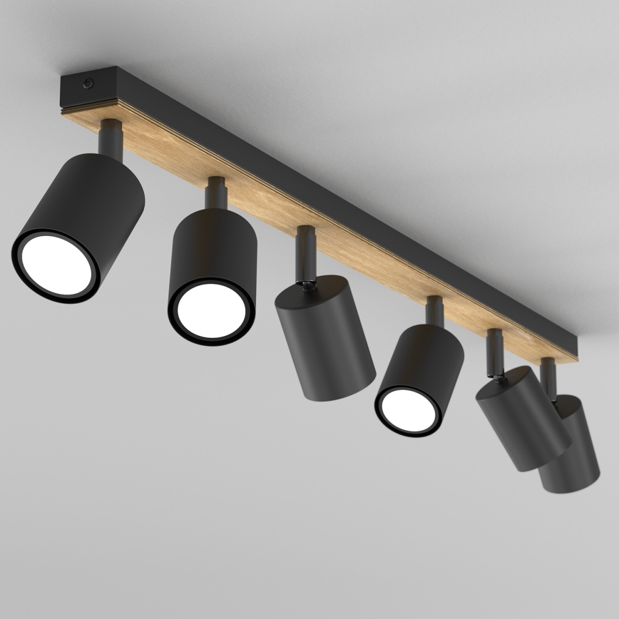 Spot TULON 6xGU10/8W/230V noir/chêne