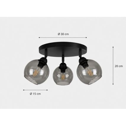 Spot UNO 3xE27/60W/230V noir