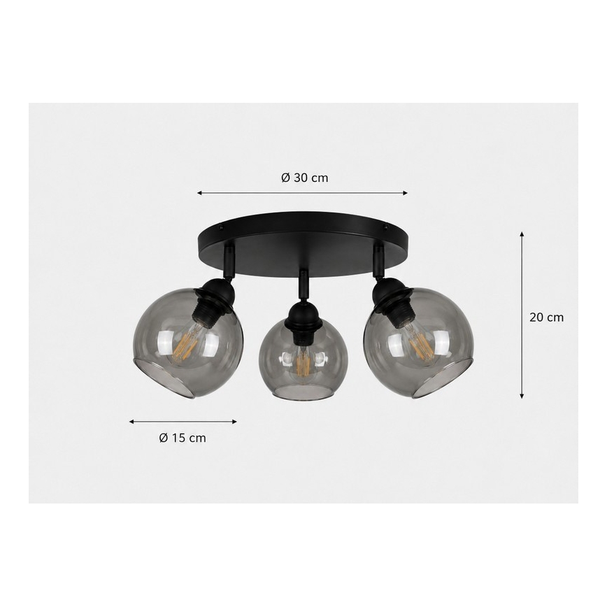 Spot UNO 3xE27/60W/230V noir