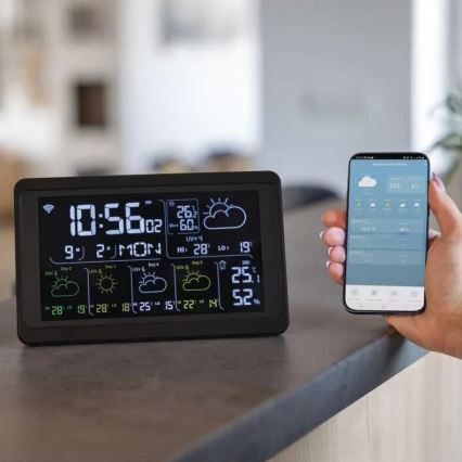 Station météo avec écran LCD GoSmart 230V/3xAAA + 2×AAA Wi-Fi Tuya noire