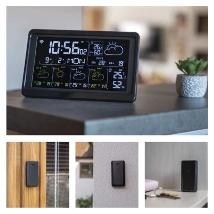 Station météo avec écran LCD GoSmart 230V/3xAAA + 2×AAA Wi-Fi Tuya noir