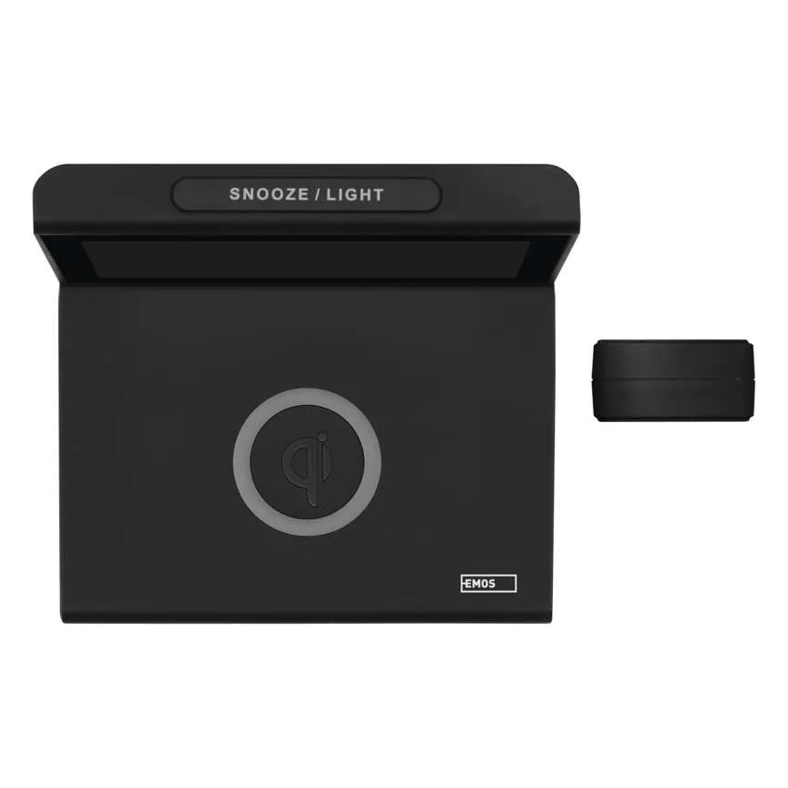 Station météo avec recharge sans fil 5V, alimentation 2x AA + 2x AAA, noire