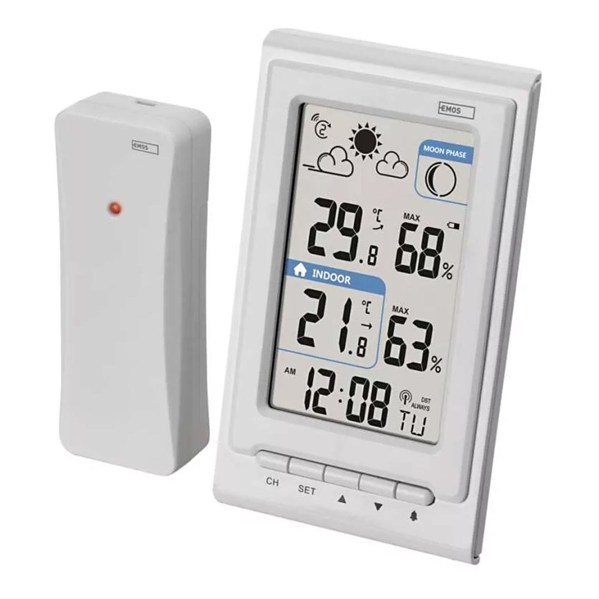 Station météo sans fil avec réveil 2xAAA + 2xAA blanc