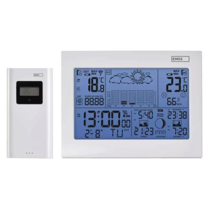 Station météo sans fil avec réveil 3xAAA blanche