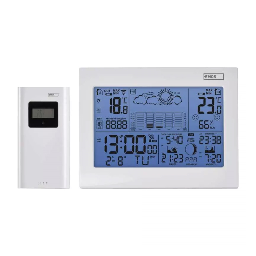 Station météo sans fil avec réveil 3xAAA blanche