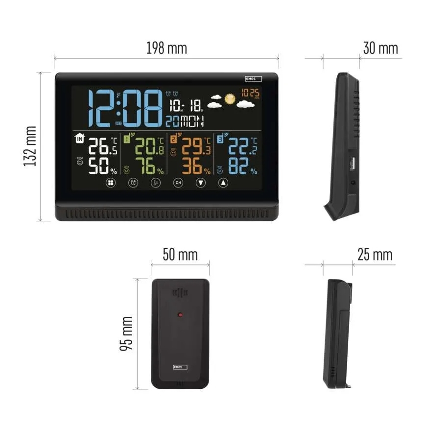 Station météo sans fil avec trois capteurs 5V/3xAAA + 2xAAA