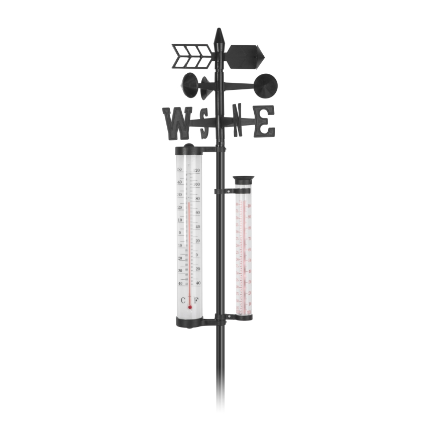 Station météorologique de jardin 3-en-1 145 cm noire