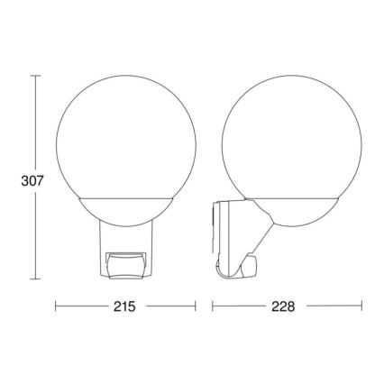 STEINEL 005535 - Applique murale extérieur avec détecteur L585S 1xE27/60W noir IP44