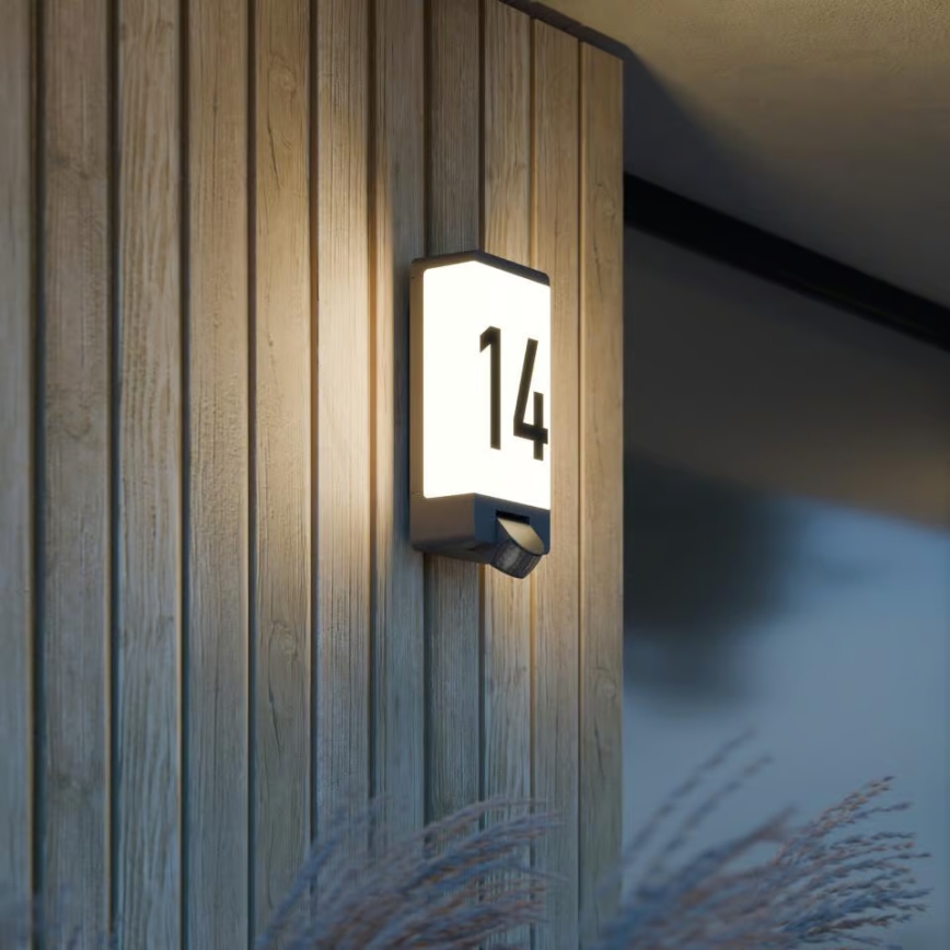 Steinel 094263 - Numéro de maison éclairé avec détecteur 1xE27/15W/230V L 14 S IP44