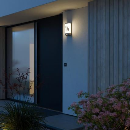 Steinel 094263 - Numéro de maison éclairé avec détecteur 1xE27/15W/230V L 14 S IP44