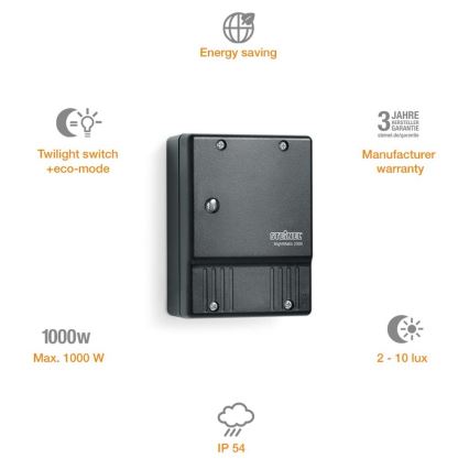 STEINEL 550318 - Interrupteur crépusculaire NightMatic 2000 noir IP54