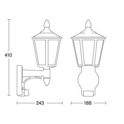 Steinel 617813 - Applique murale extérieur avec détecteur L 15 1xE27/60W/230V IP44