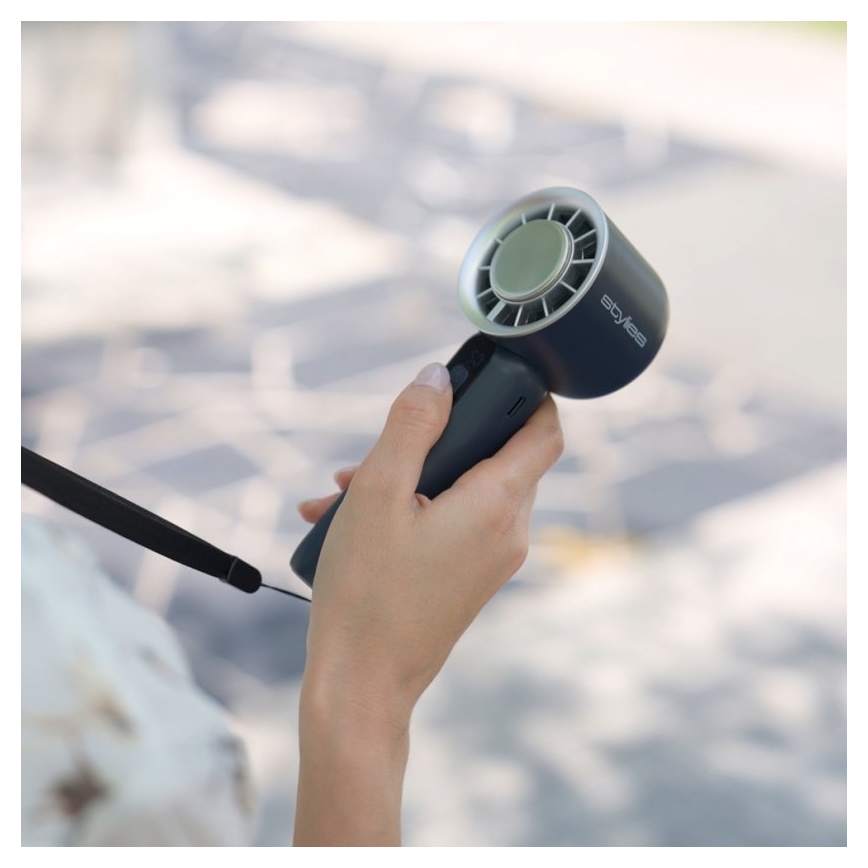 Stylies - ventilateur à main rechargeable LACERTI 8W/5V 3000 mAh bleu