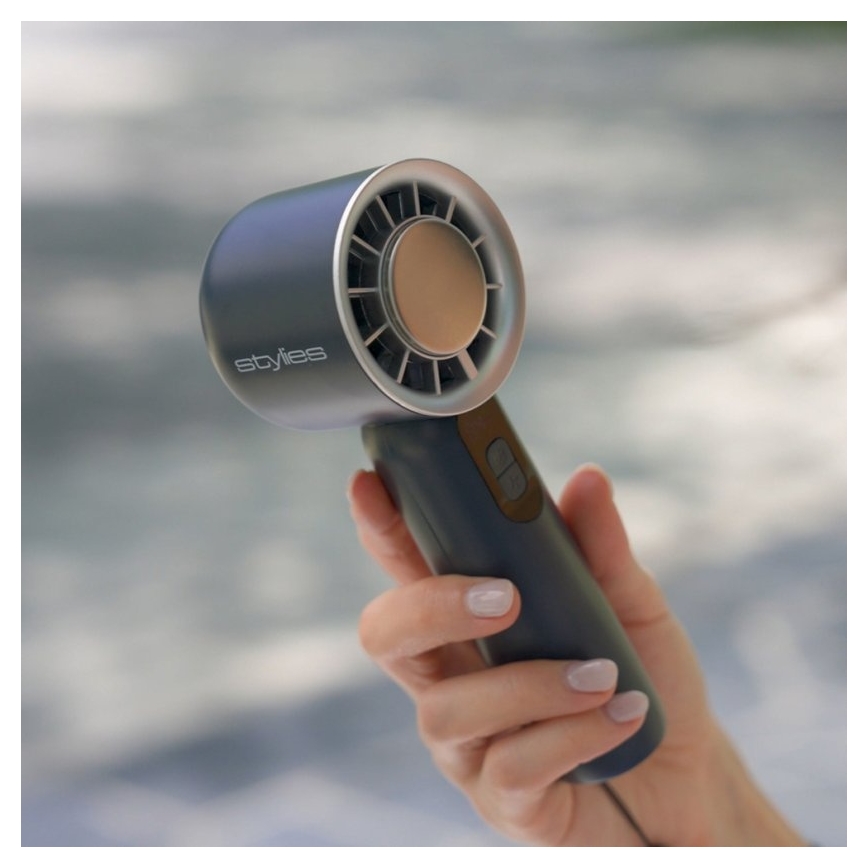 Stylies - ventilateur à main rechargeable LACERTI 8W/5V 3000 mAh bleu