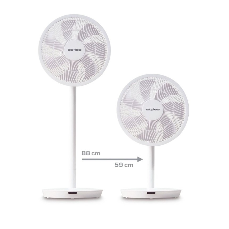 Stylies - Ventilateur sur pied 2 en 1 ANTILA 25 W/230 V 88 cm blanc + télécommande