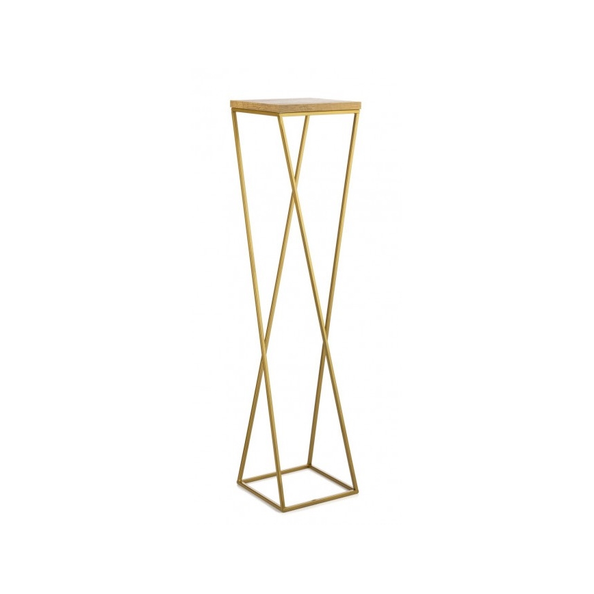 Support pot de fleur LOFT 100x24 cm doré/marron
