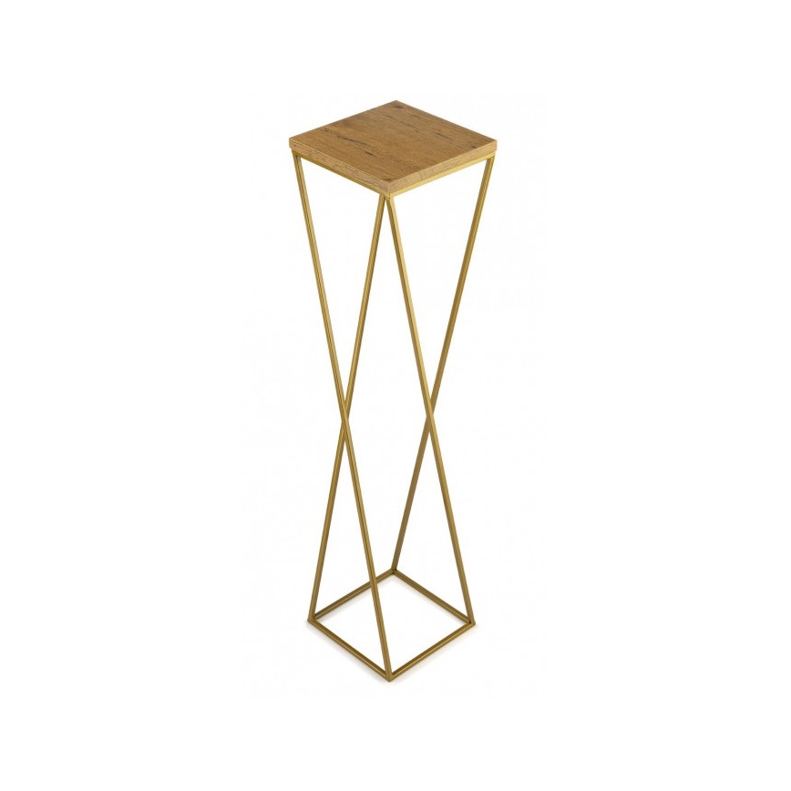 Support pot de fleur LOFT 100x24 cm doré/marron
