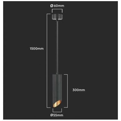 Suspension 1xGU10/35W/230V 30 cm noir