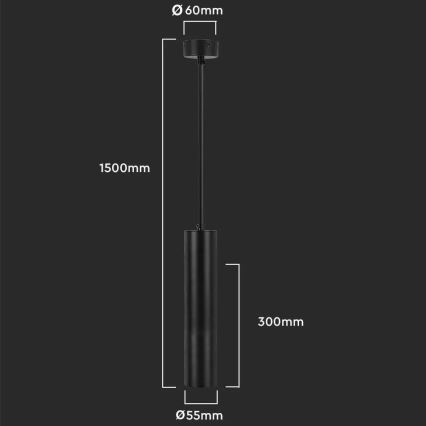 Suspension 1xGU10/35W/230V 30 cm noir