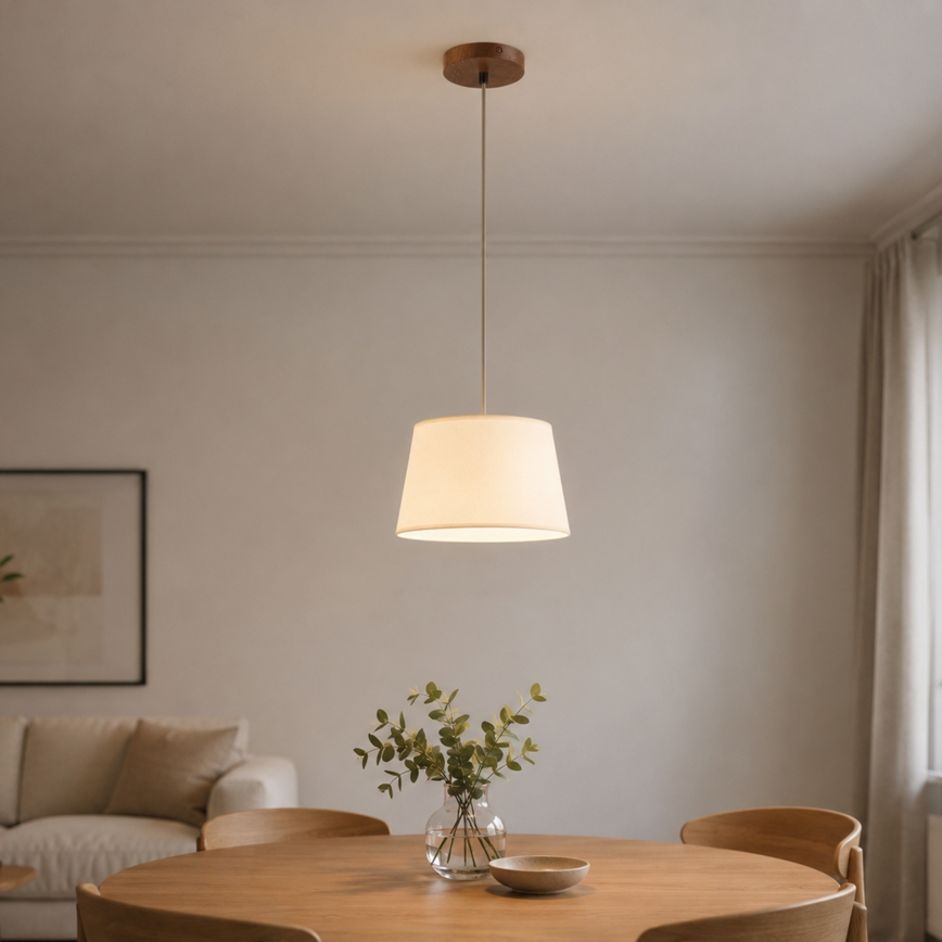 Suspension à câble AIDA 1xE27/15W/230V Ø 25 cm chêne/crème