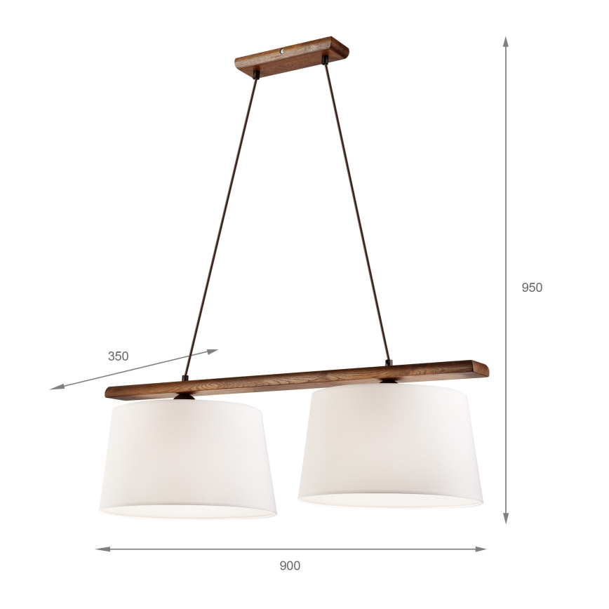 Suspension à câble AIDA, 2x E27/60 W/230 V, Ø 35 cm, chêne/noyer