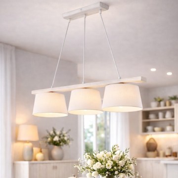 Suspension à câble AIDA 3xE27/60W/230V Ø 25 cm chêne/blanc