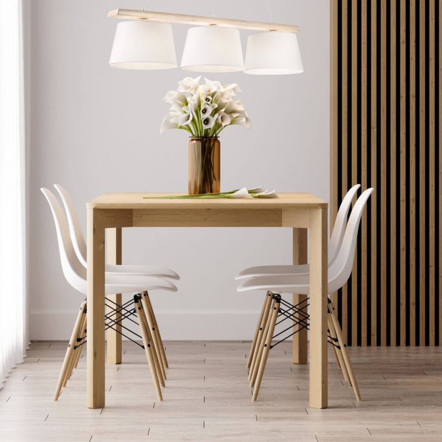 Suspension à câble AIDA 3xE27/60W/230V Ø 25 cm chêne/blanc