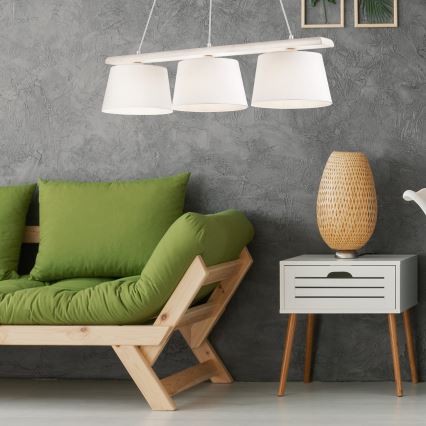 Suspension à câble AIDA 3xE27/60W/230V Ø 25 cm chêne/blanc