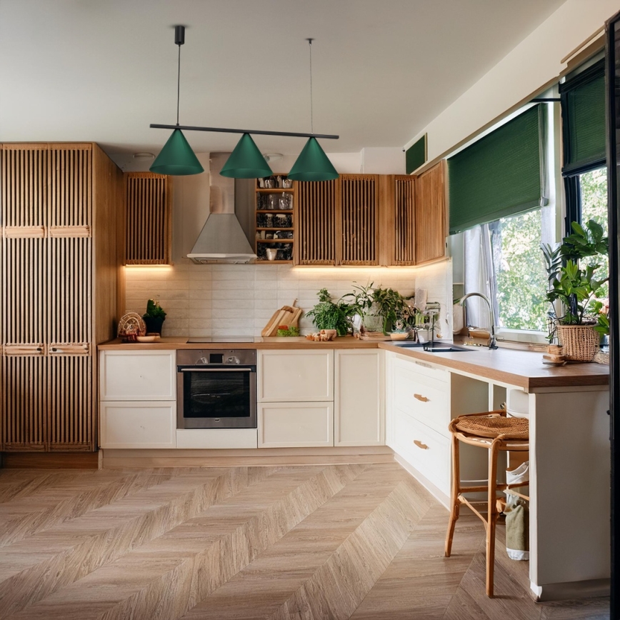 Suspension à câble CAPITAL 3xGX53/15W/230V verte