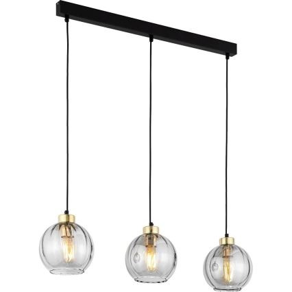 Suspension à câble DEVI 3xE27/15W/230V noir/fumé