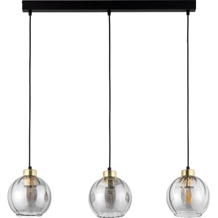 Suspension à câble DEVI 3xE27/15W/230V noir/fumé