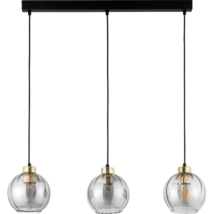 Suspension à câble DEVI 3xE27/15W/230V noir/fumé