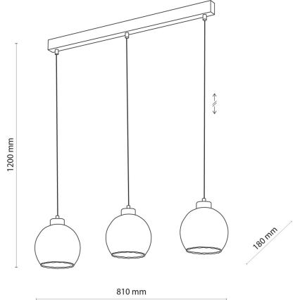 Suspension à câble DEVI 3xE27/15W/230V noir/fumé