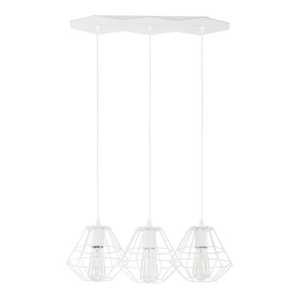 Suspension à câble DIAMOND 3xE27/60W/230V blanche