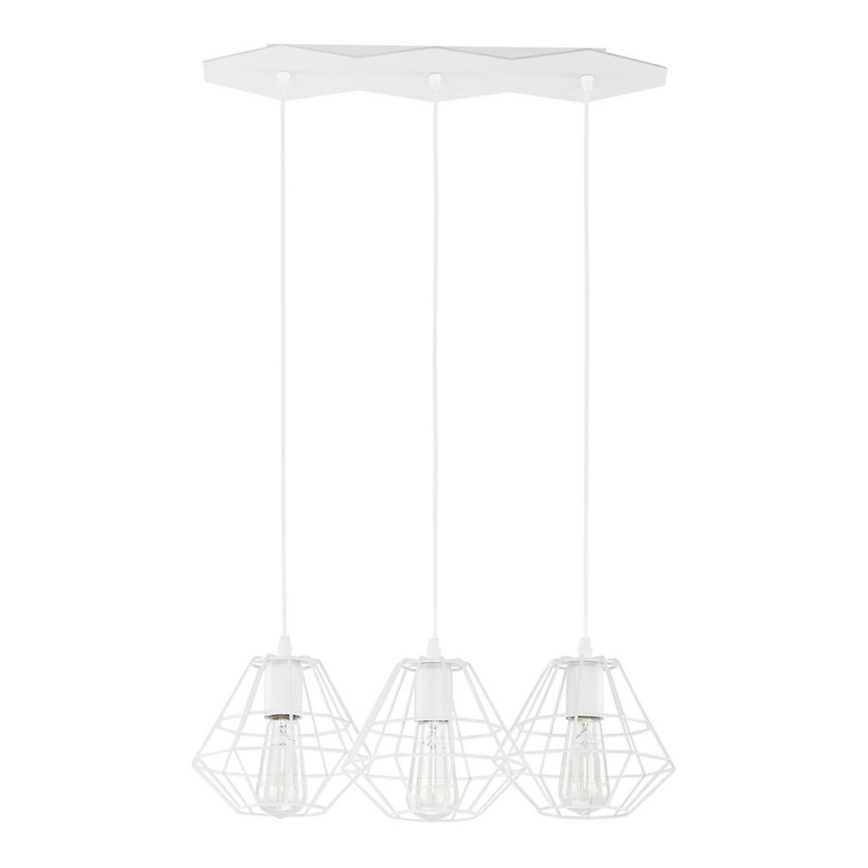 Suspension à câble DIAMOND 3xE27/60W/230V blanche