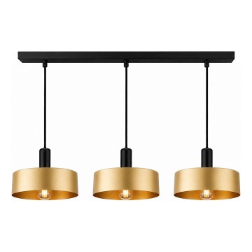 Suspension à câble HAKI 3xE27/60W/230V dorée/noire